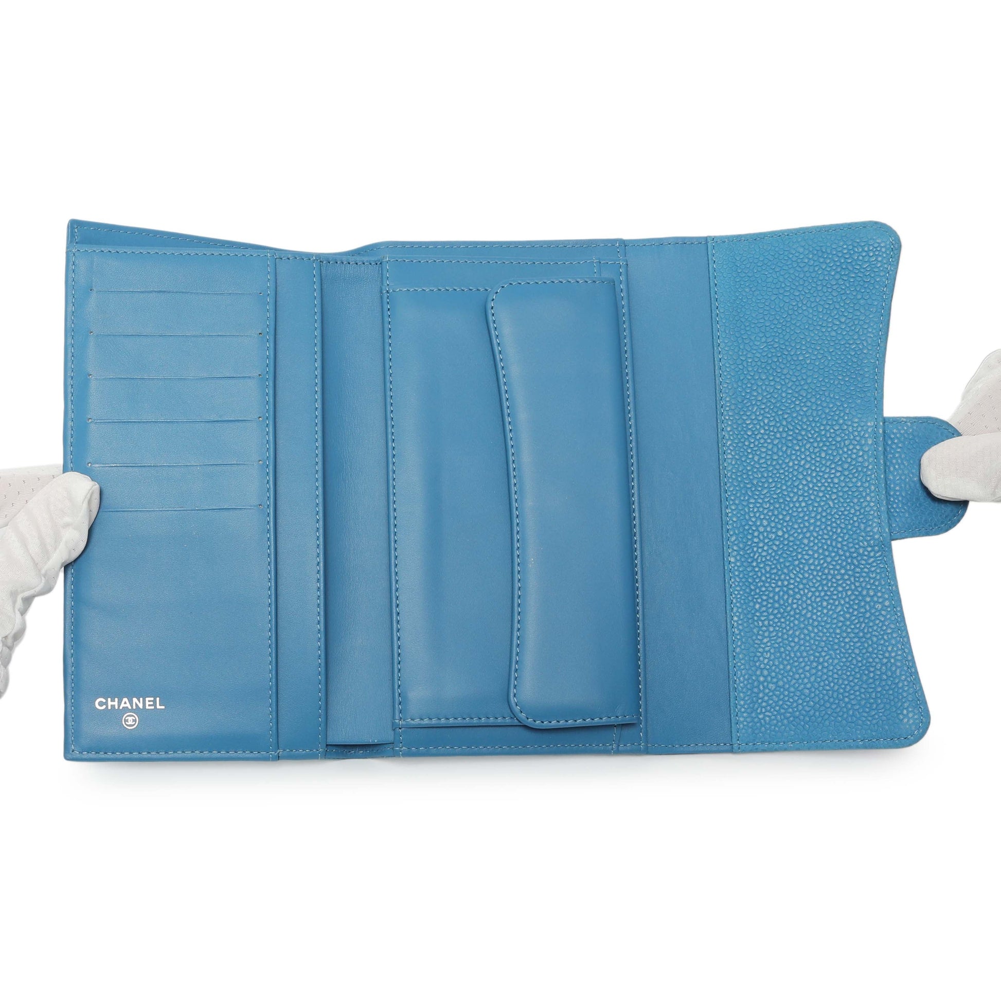 Exclusive Chanel Blue Quilted Caviar Large Flap Wallet — Alternate View 11