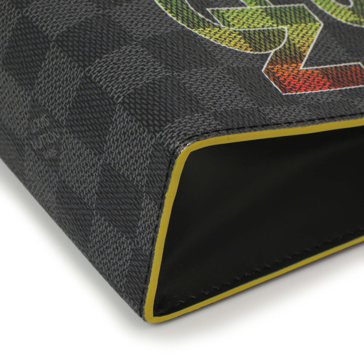 Exclusive Louis Vuitton Yellow Damier Graphite Pochette Voyage MM — Detail View