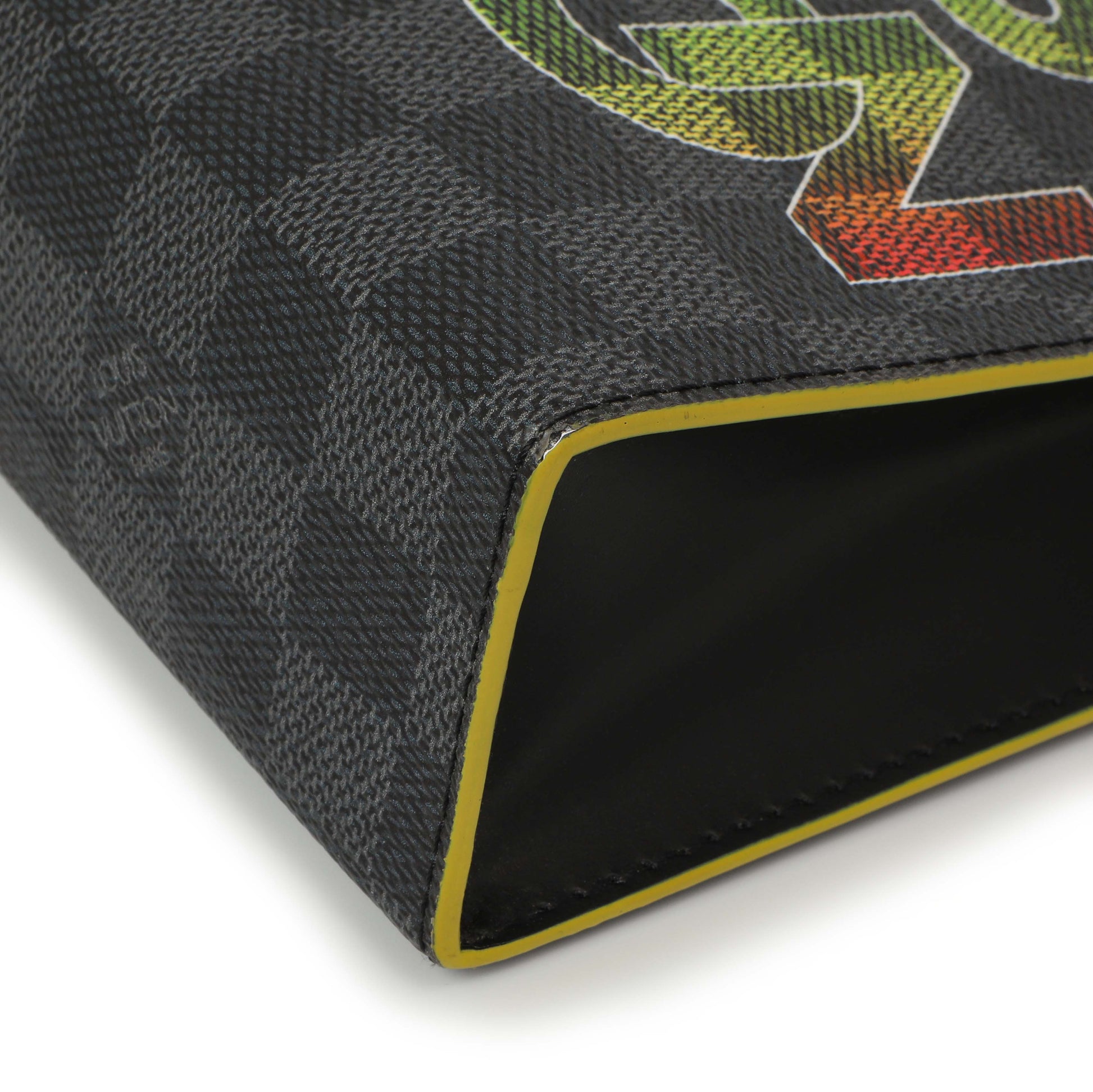 Exclusive Louis Vuitton Yellow Damier Graphite Pochette Voyage MM — Detail View