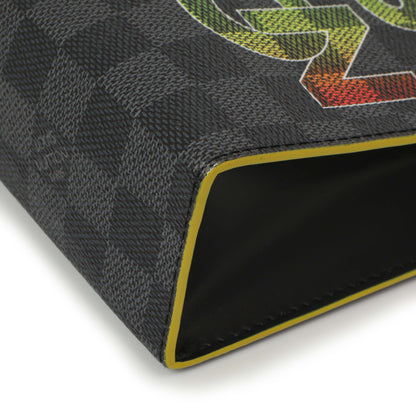 Exclusive Louis Vuitton Yellow Damier Graphite Pochette Voyage MM — Detail View