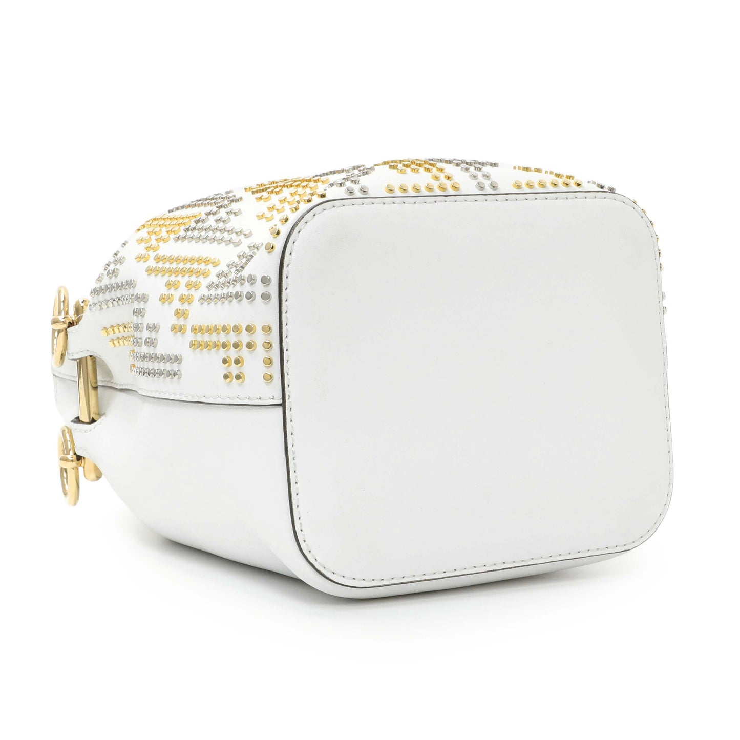 Exclusive Fendi Vitello Liberty F is Fendi Studded Mini Mon Tresor Bucket Bag — Back View