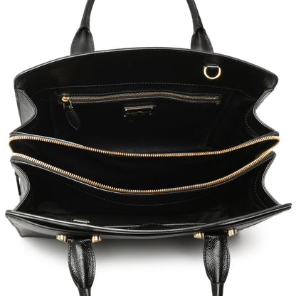Exclusive Salvatore Ferragamo Black Hammered Calfskin Today Satchel — Top View