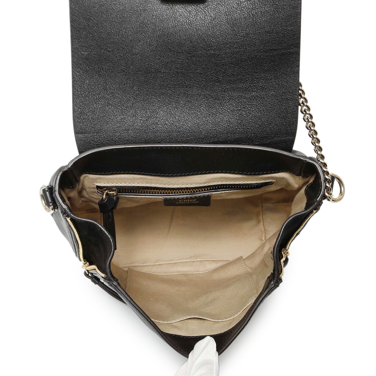 Exclusive Chloe Black Suede Calfskin Small Faye Backpack — Top View