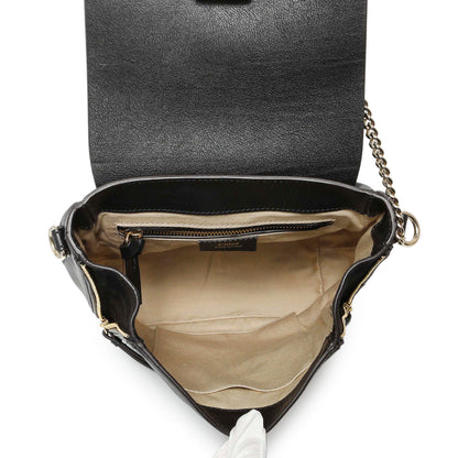 Exclusive Chloe Black Suede Calfskin Small Faye Backpack — Top View