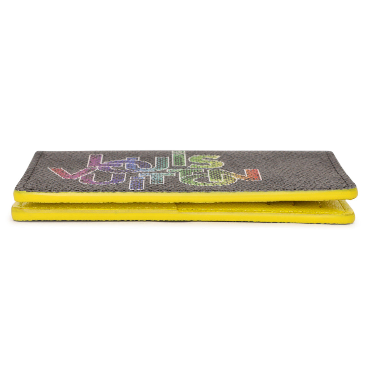 Exclusive Louis Vuitton Damier Graphite Yellow Logo Pocket Organizer — Back View