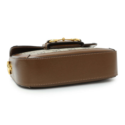 Exclusive Gucci GG Supreme Monogram Web Mini Horsebit 1955 Shoulder Bag — Back View
