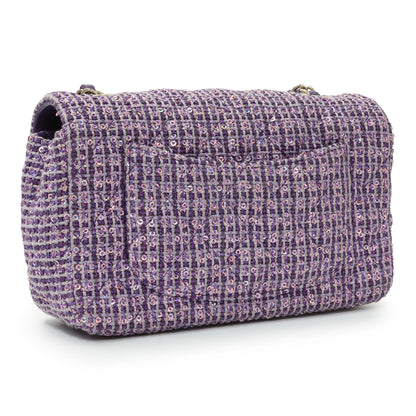 Exclusive Chanel Purple Tweed Sequin Mini Rectangular Flap — Side View