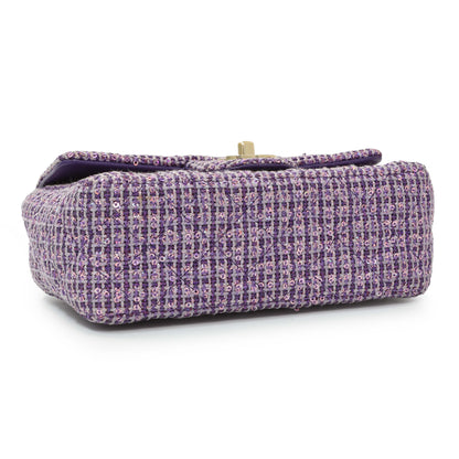 Exclusive Chanel Purple Tweed Sequin Mini Rectangular Flap — Back View