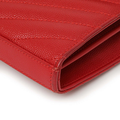 Exclusive Saint Laurent Red Grain De Poudre Matelasse Chevron Monogram Chain Wallet — Alternate View 7