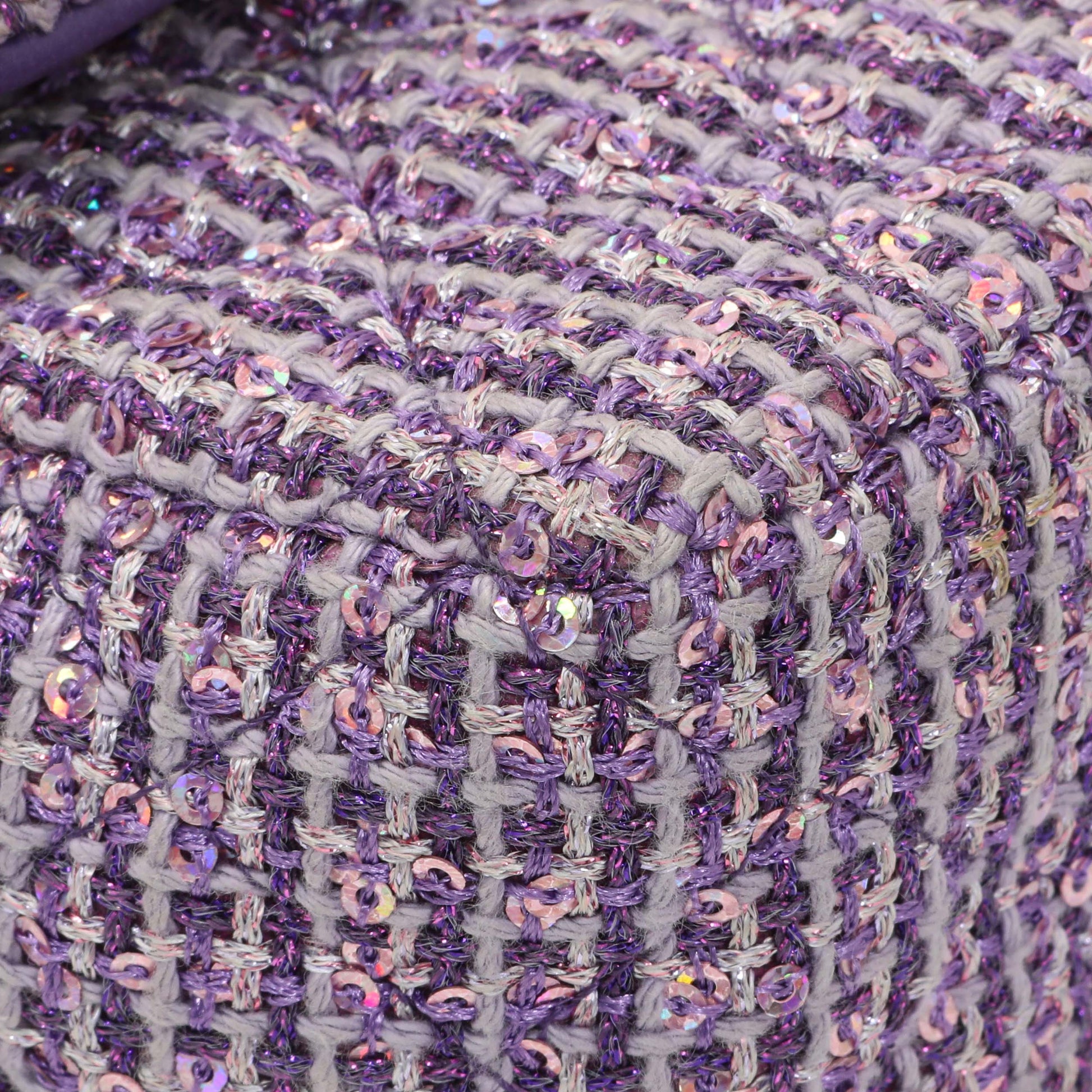 Exclusive Chanel Purple Tweed Sequin Mini Rectangular Flap — Top View