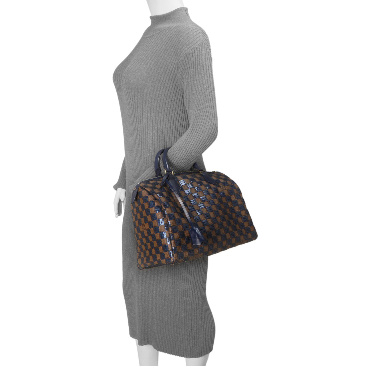 Exclusive Louis Vuitton Blue Damier Paillettes Speedy 30 — Alternate View 7