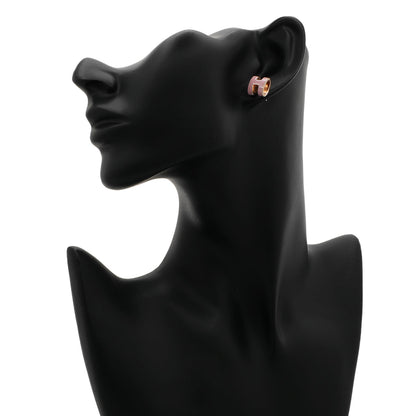 Exclusive Hermes Rose Gold Pink Lacquer Pop H Earrings — Back View