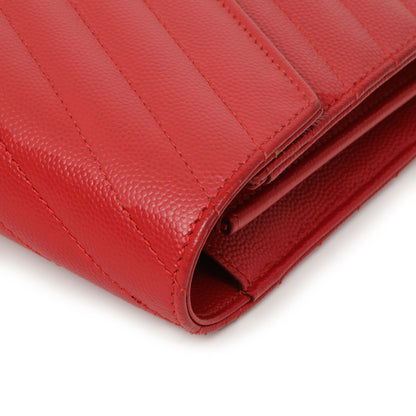 Exclusive Saint Laurent Red Grain De Poudre Matelasse Chevron Monogram Chain Wallet — Alternate View 15