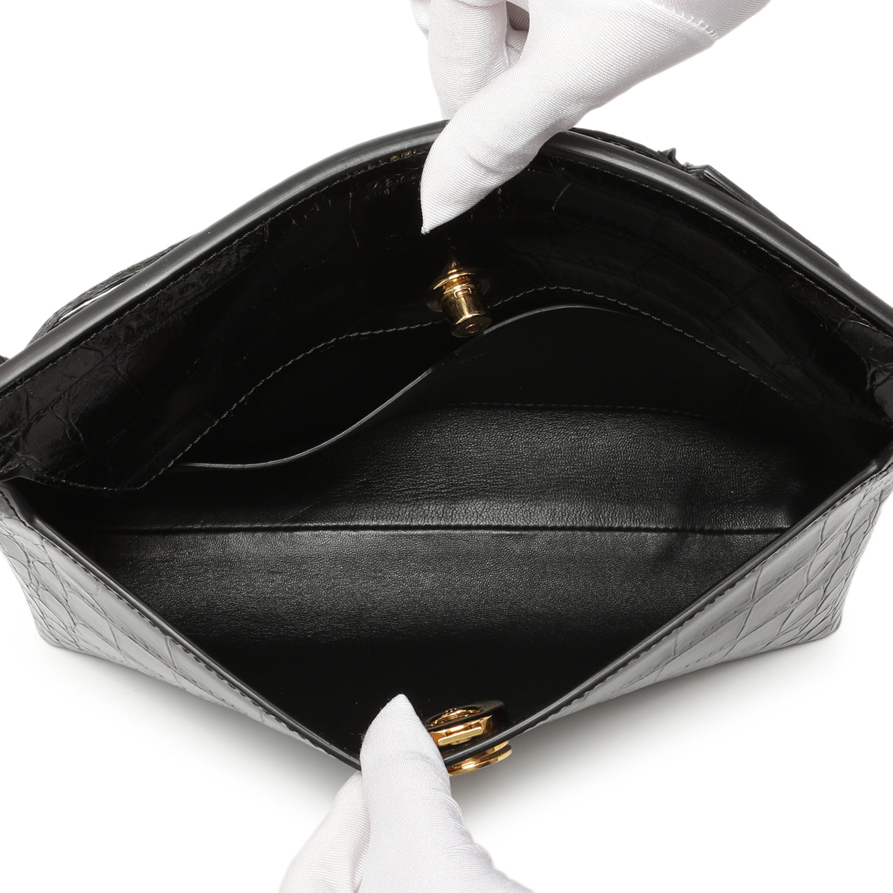 Exclusive Burberry Black Crocodile Embossed Small Society Clutch — Alternate View 8