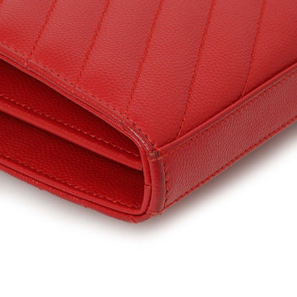 Exclusive Saint Laurent Red Grain De Poudre Matelasse Chevron Monogram Chain Wallet — Alternate View 8