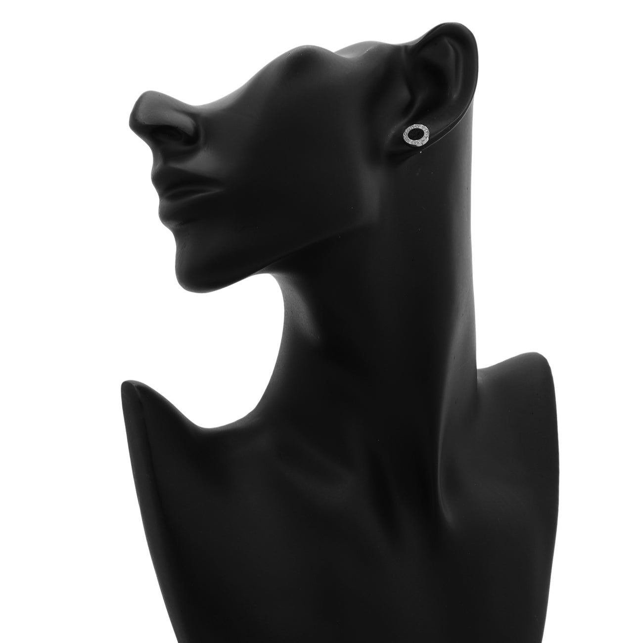 Exclusive Bulgari 18K White Gold Onyx Bvlgari Bvlgari Single Earring — Back View