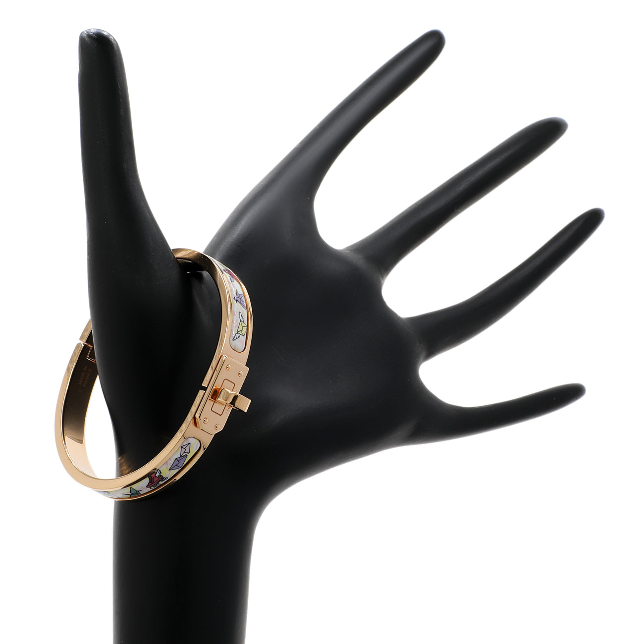 Exclusive Hermes Enamel Printed Mini Clic Kelly Bracelet — Back View