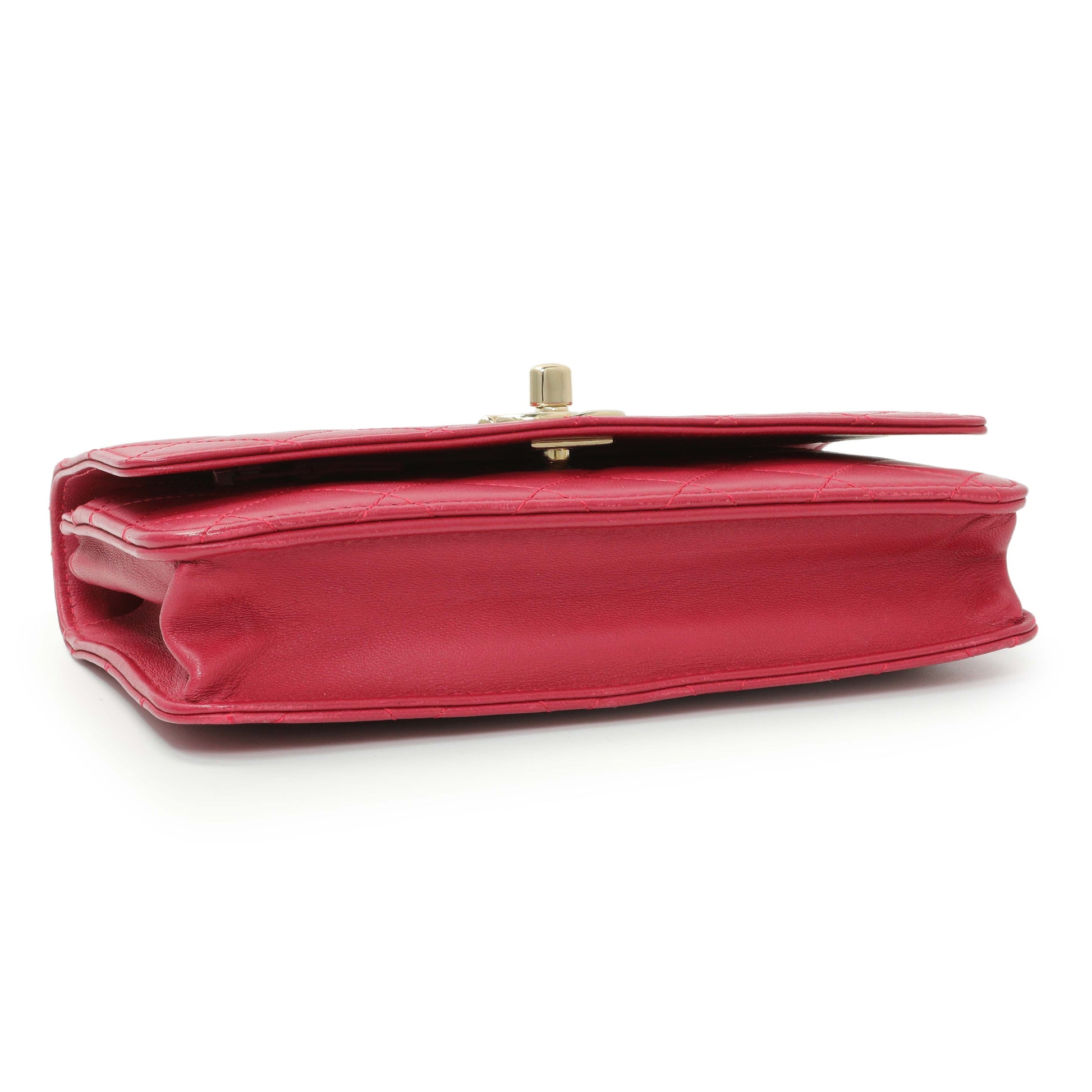 Exclusive Chanel Dark Pink Quilted Lambskin Trendy CC Wallet On Chain — Back View