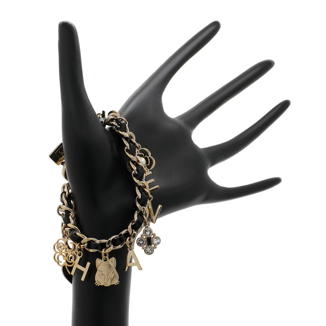Exclusive Chanel Interwoven Leather Charm Bracelet — Back View