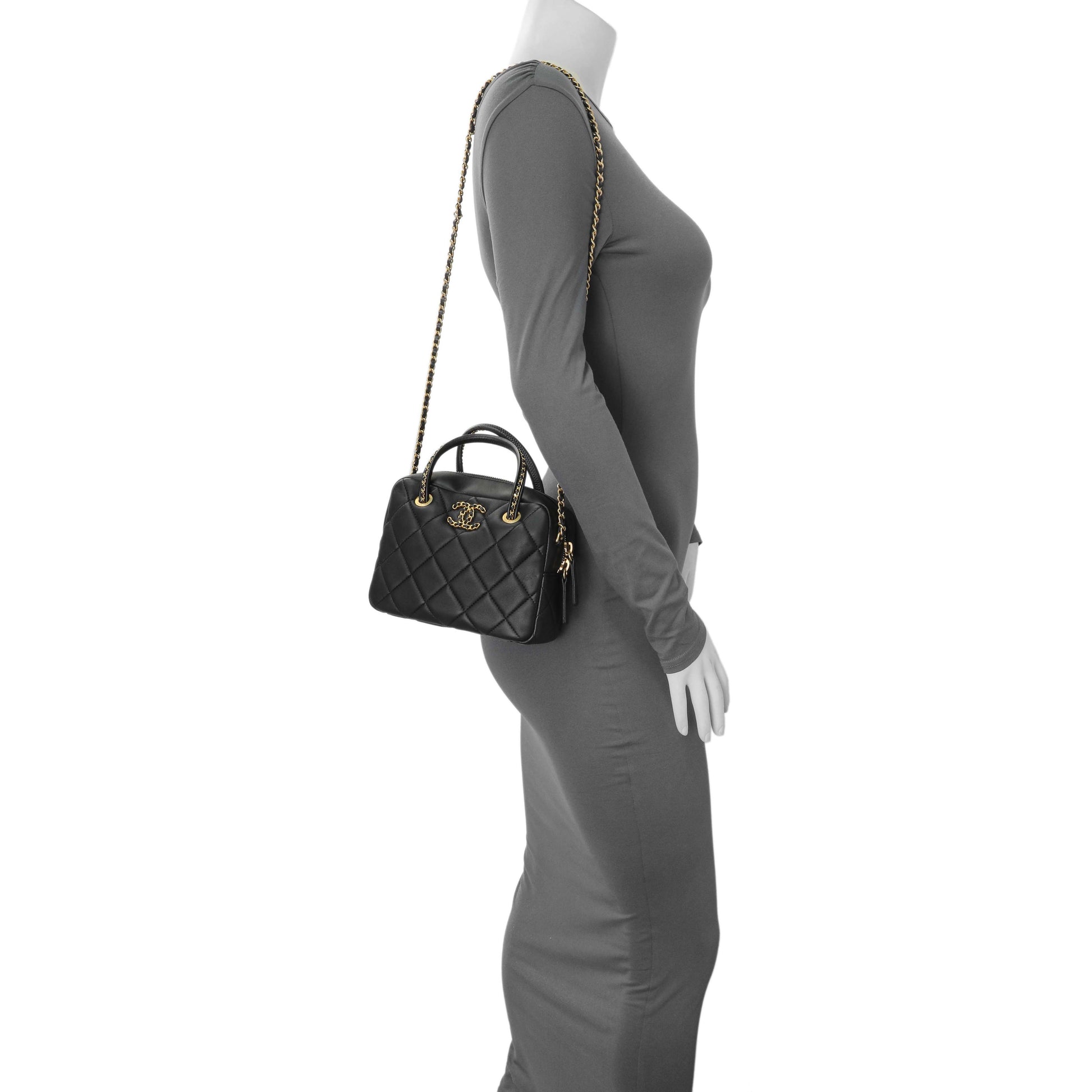 Exclusive Chanel Black Lambskin Mini Bowling Bag — Alternate View 7