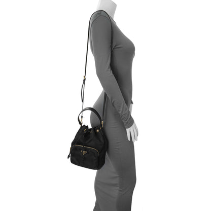 Exclusive Prada Black Re-Nylon Saffiano Duet Bucket Crossbody Bag — Alternate View 7