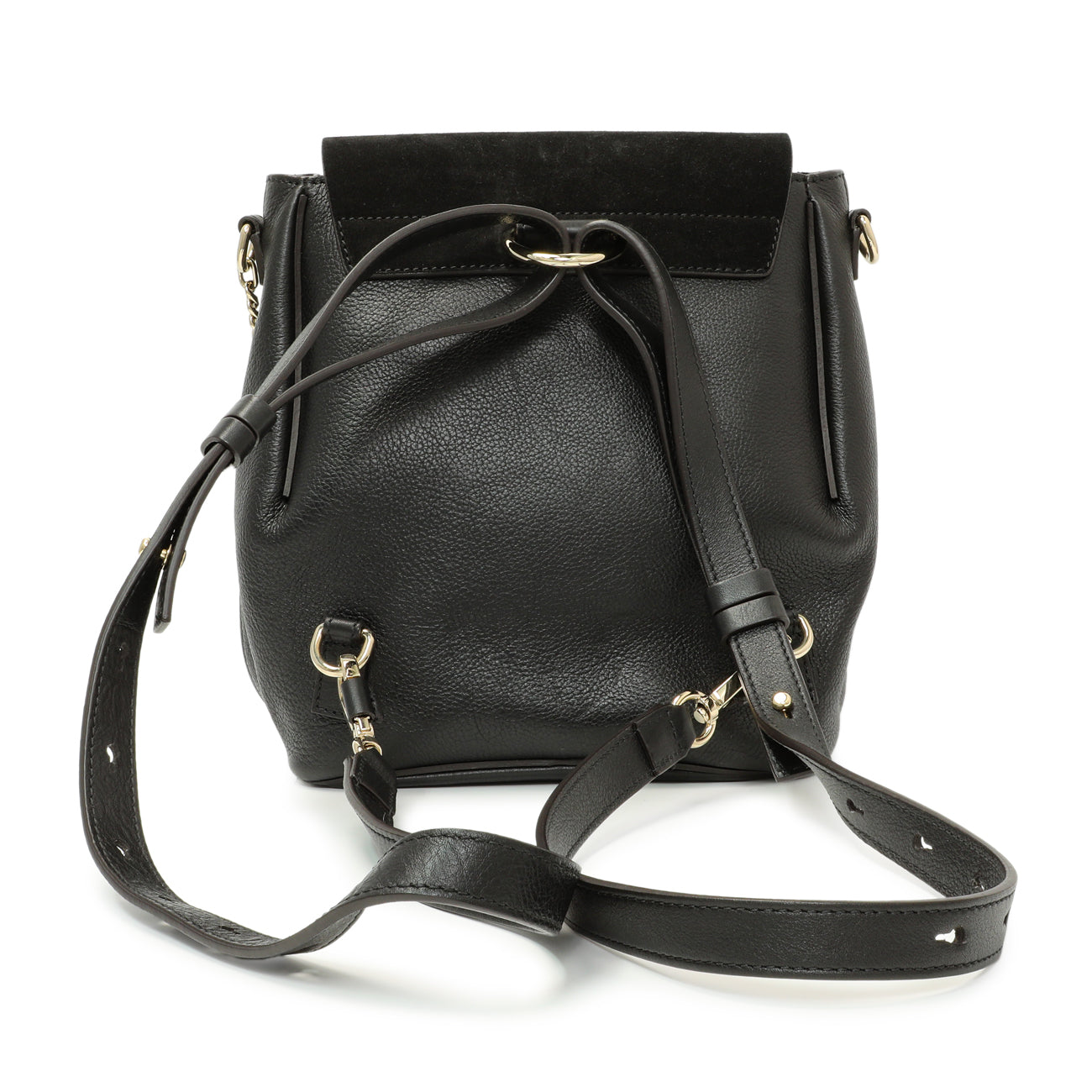 Exclusive Chloe Black Suede Calfskin Small Faye Backpack — Side View