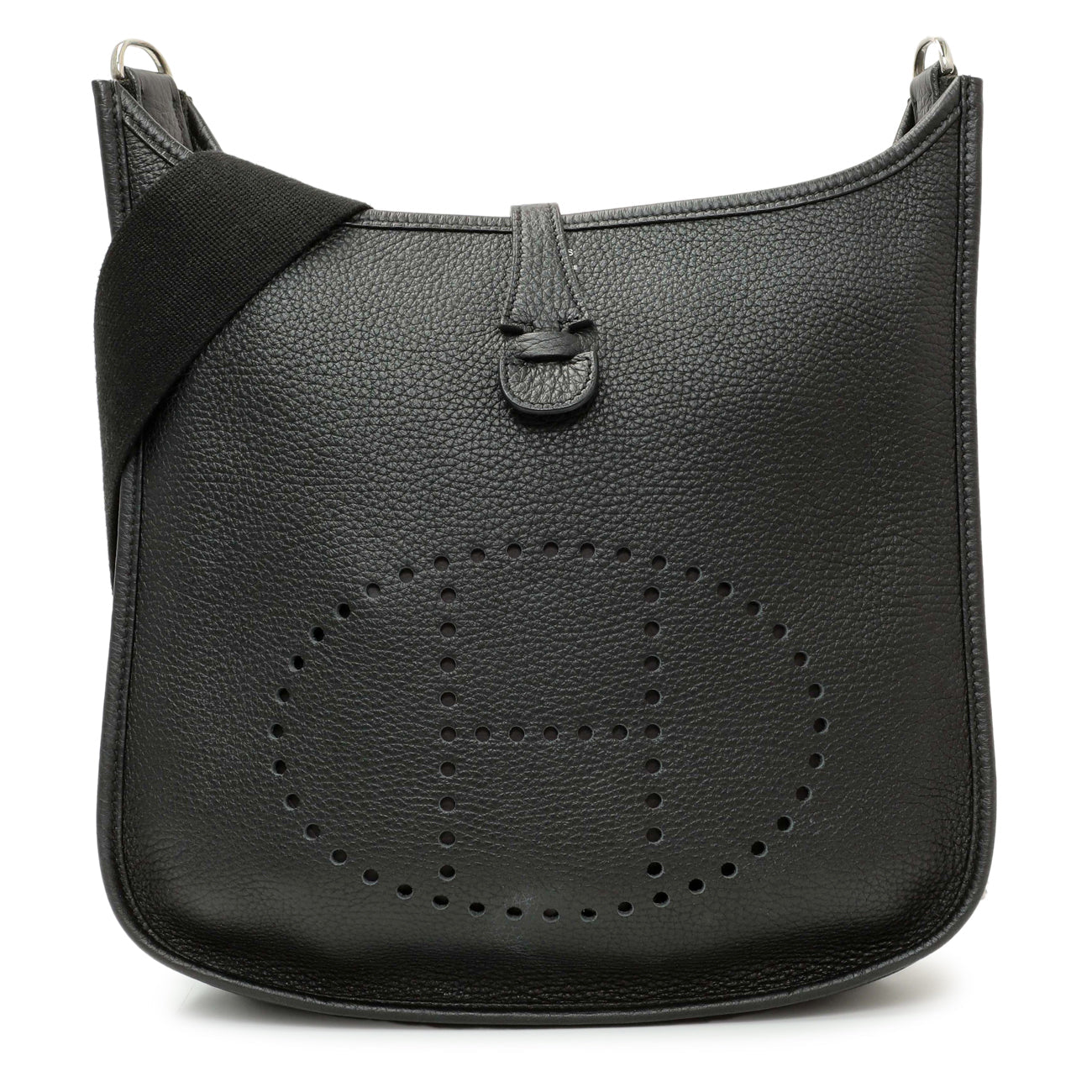 Exclusive Hermes Black Clemence Evelyne III PM — Front View