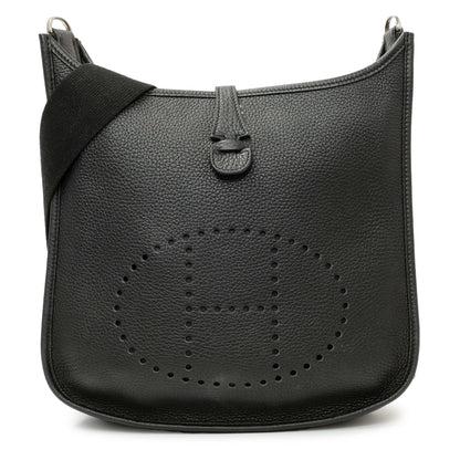 Exclusive Hermes Black Clemence Evelyne III PM — Front View
