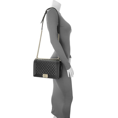 Exclusive Chanel Black Quilted Caviar New Medium Boy Flap — Alternate View 12