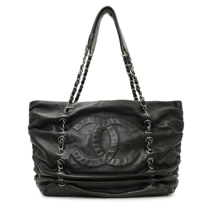 Exclusive Chanel Black Lambskin Timeless Sharpei Tote — Front View