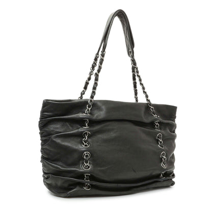 Exclusive Chanel Black Lambskin Timeless Sharpei Tote — Side View
