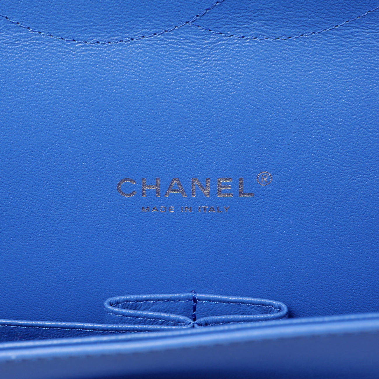 Exclusive Chanel Light Blue Patent Maxi Classic Double Flap — Detail View