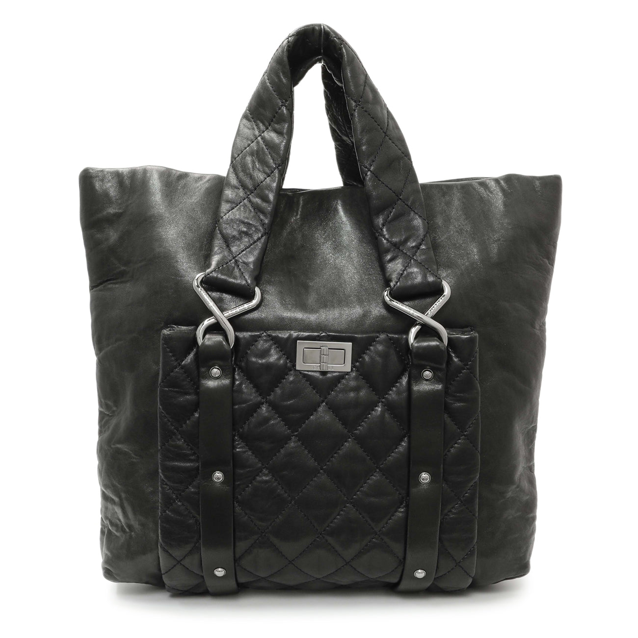 Exclusive Chanel Black Lambskin 8 Knots Tote — Front View