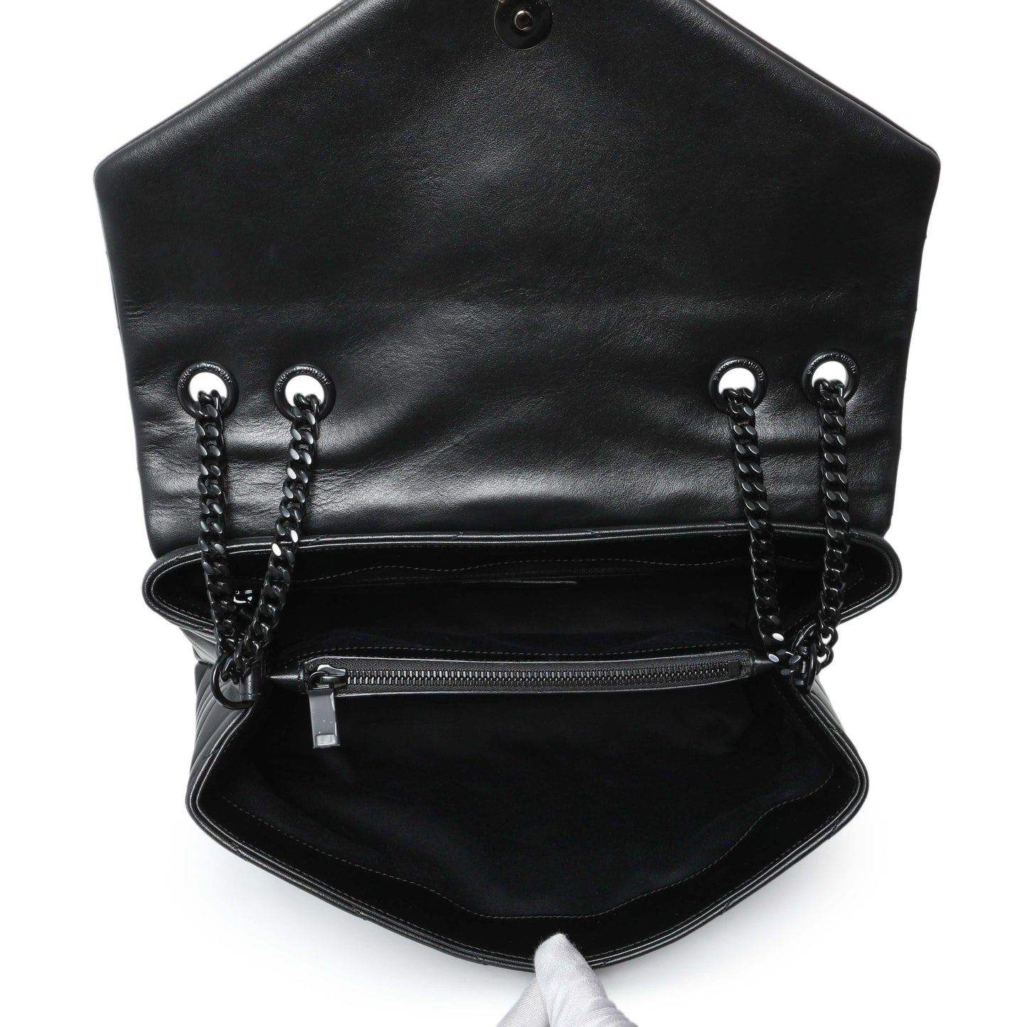 Exclusive Saint Laurent Black Calfskin Medium Loulou — Top View