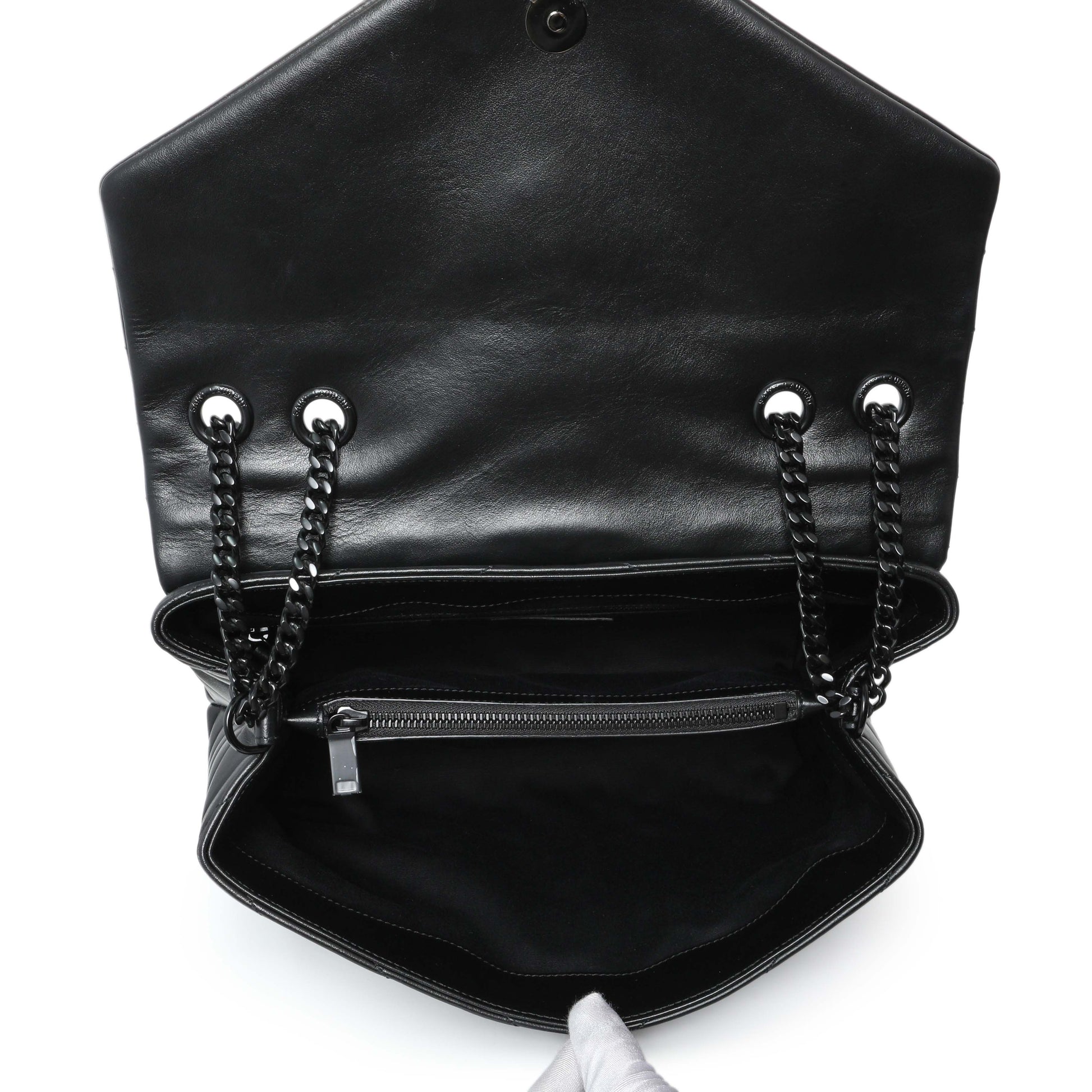Exclusive Saint Laurent Black Calfskin Medium Loulou — Top View
