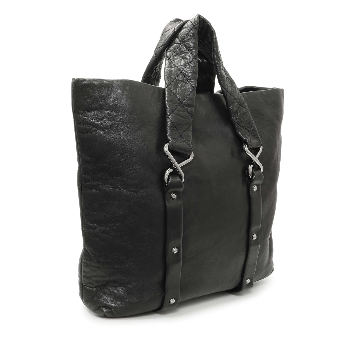 Exclusive Chanel Black Lambskin 8 Knots Tote — Side View
