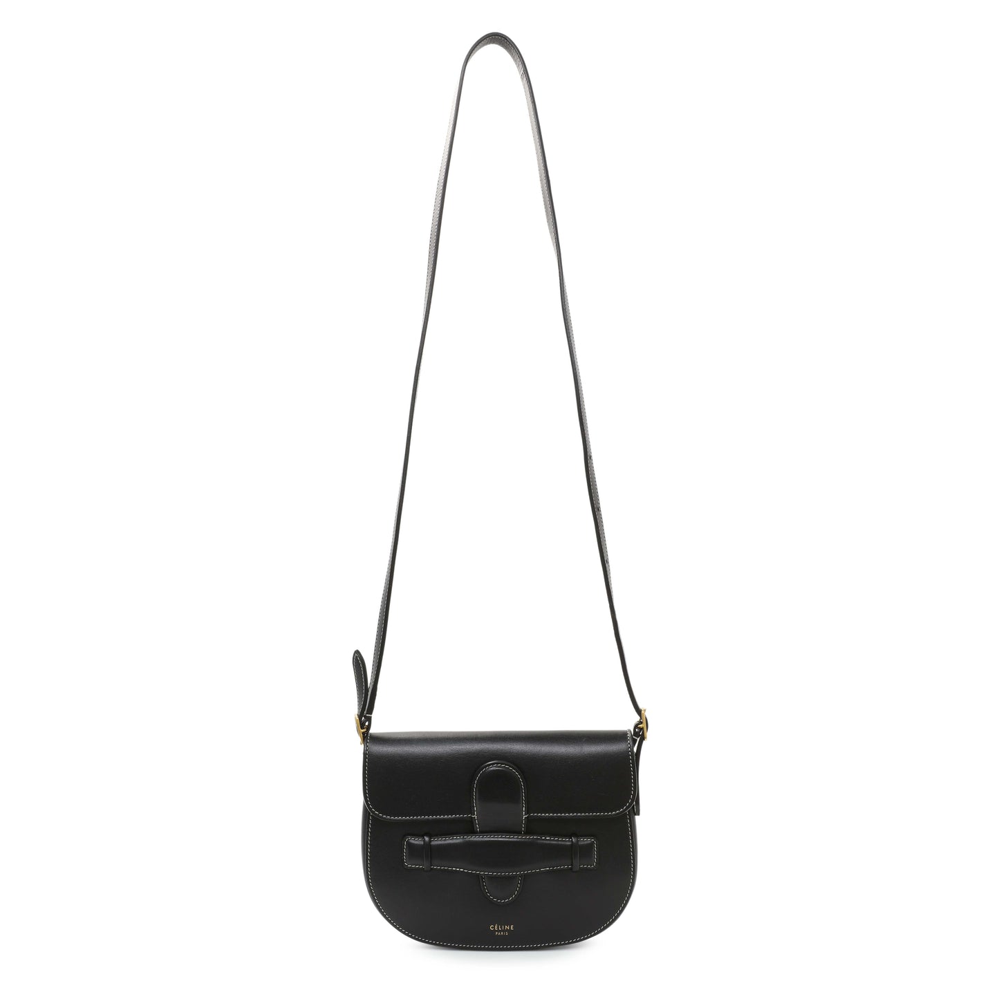 Exclusive Celine Black Smooth Calfskin Mini Symmetrical Bag — Front View