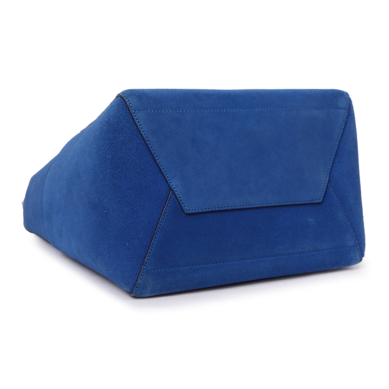 Exclusive Celine Blue Suede Sangle Bucket Bag — Back View