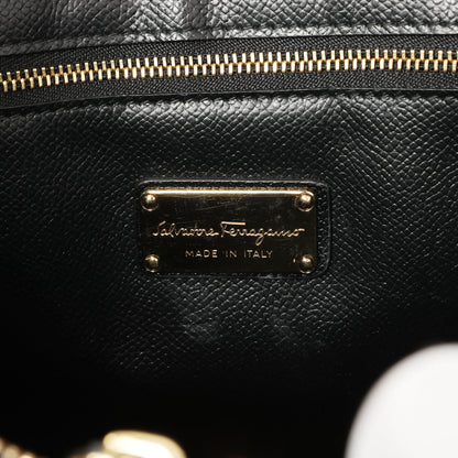 Exclusive Salvatore Ferragamo Black Hammered Calfskin Today Satchel — Detail View