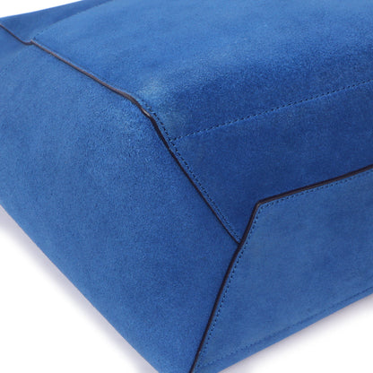 Exclusive Celine Blue Suede Sangle Bucket Bag — Lifestyle View