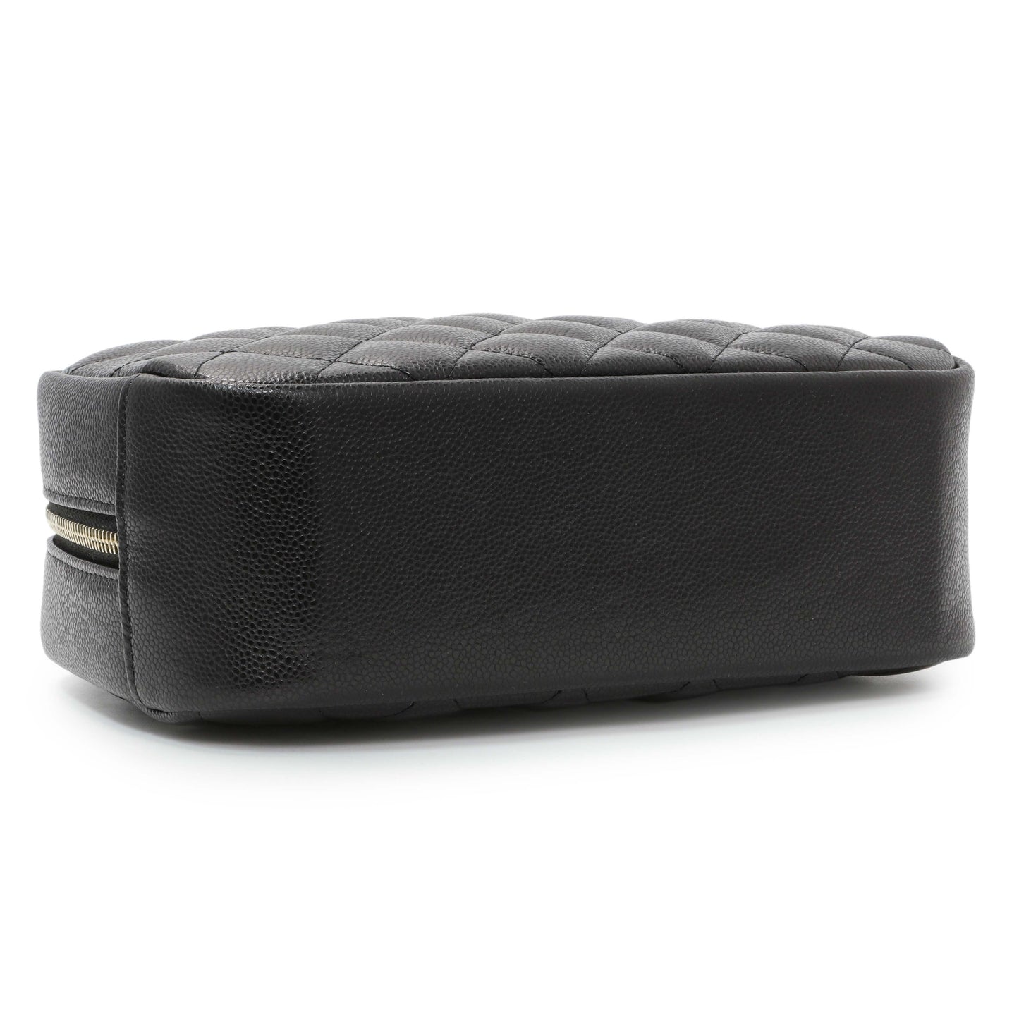 Exclusive Chanel Black Caviar Quilted Medium Curvy Pouch Cosmetic Case — Back View
