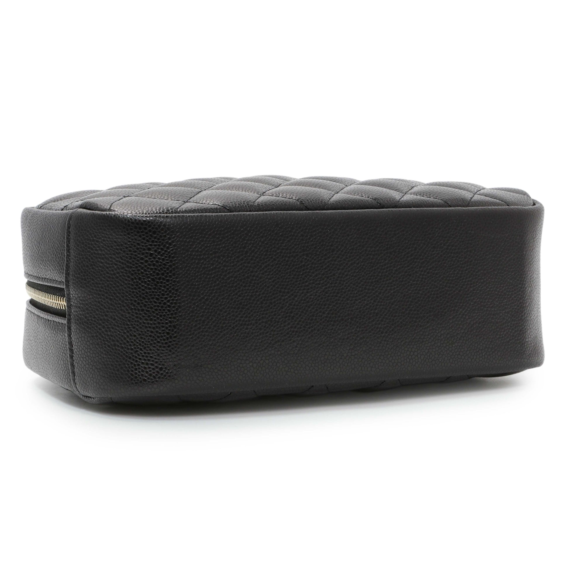 Exclusive Chanel Black Caviar Quilted Medium Curvy Pouch Cosmetic Case — Back View