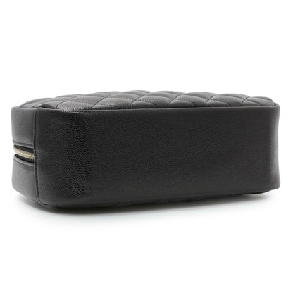 Exclusive Chanel Black Caviar Quilted Medium Curvy Pouch Cosmetic Case — Back View