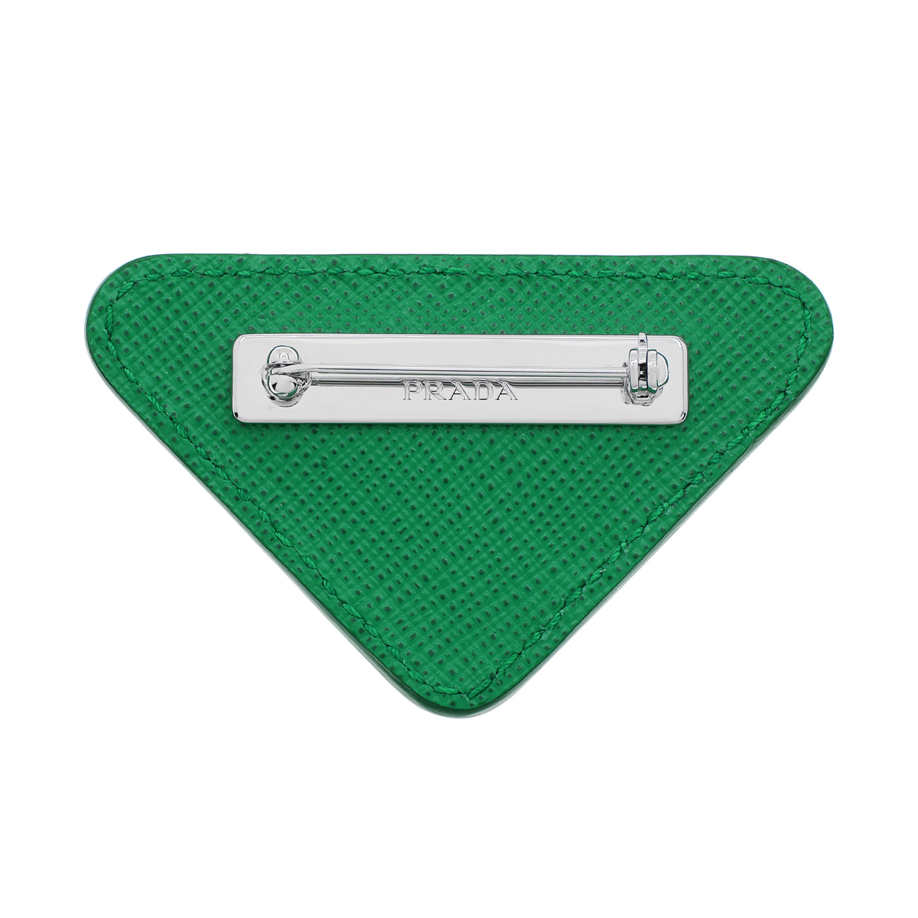 Exclusive Prada Green Saffiano Logo Brooch — Side View