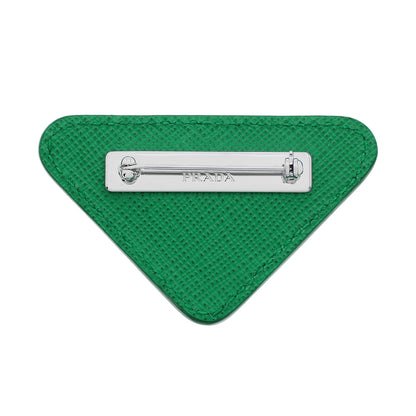 Exclusive Prada Green Saffiano Logo Brooch — Side View