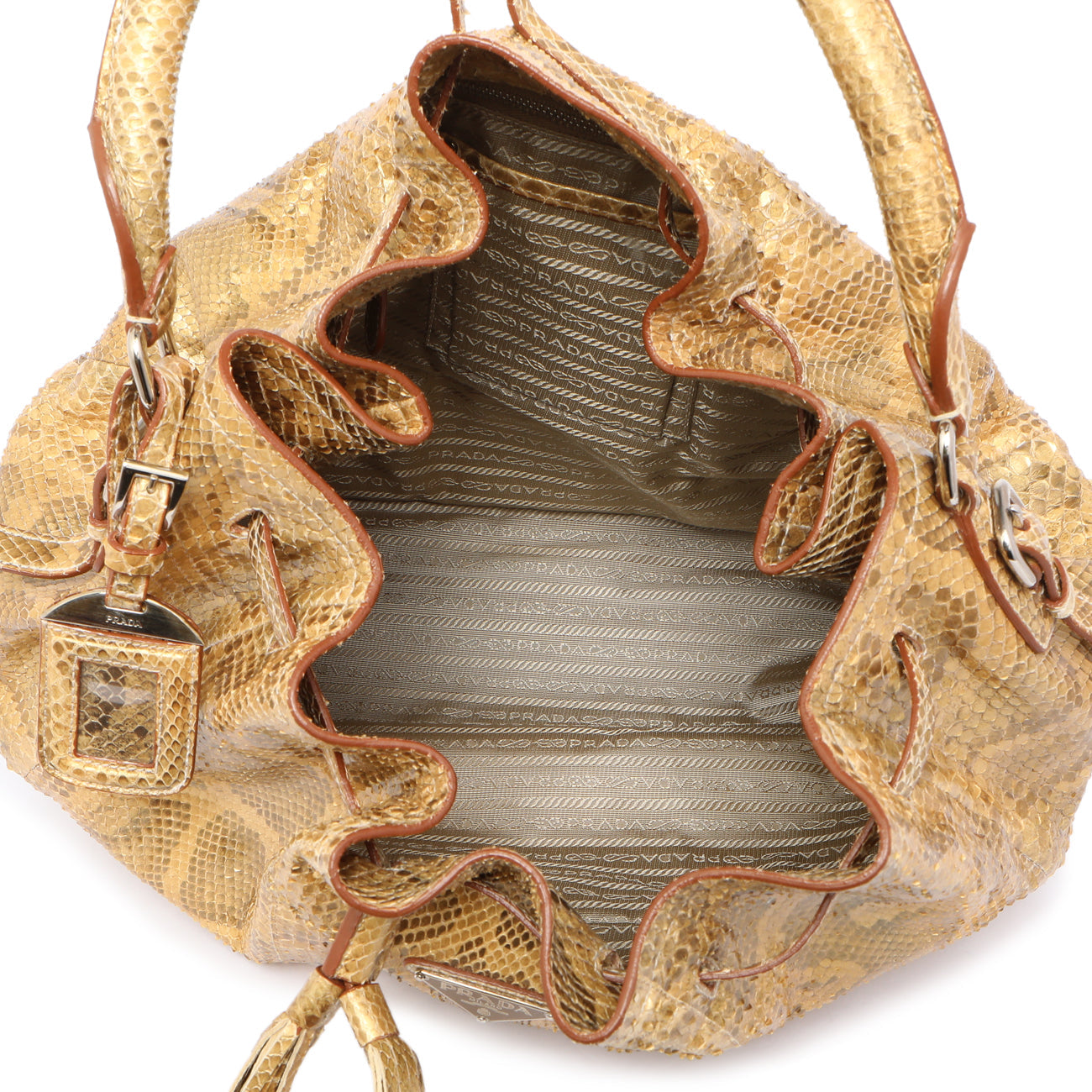 Exclusive Prada Pitone Oro Python Cinch Shoulder Bag — Alternate View 8