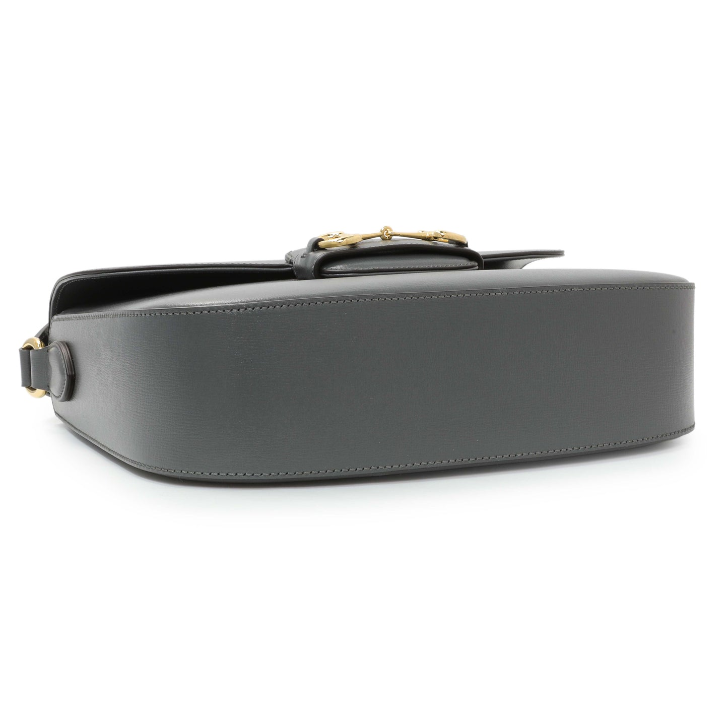 Exclusive Gucci Grey Calfskin Large Horsebit 1955 Shoulder Bag — Back View