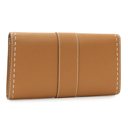 Exclusive Delvaux Tan Rodeo Calfskin Brillant Wallet On Chain — Side View