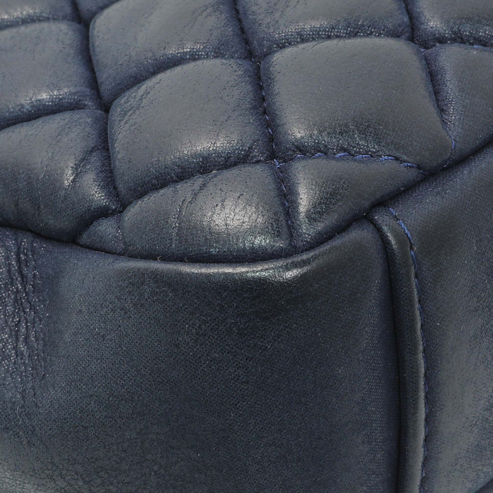 Exclusive Chanel Blue Iridescent Calfskin Bubble Flap — Lifestyle View