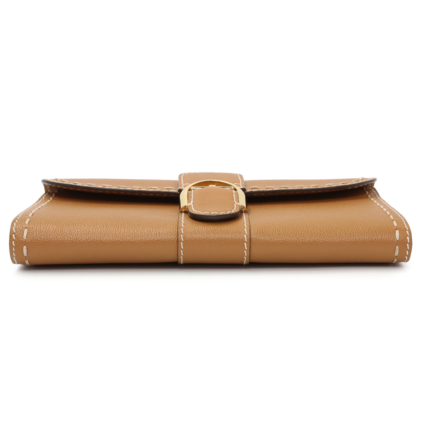 Exclusive Delvaux Tan Rodeo Calfskin Brillant Wallet On Chain — Back View